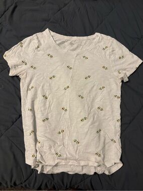 Old Navy White Short Sleeve Tee with Tiny Avocado Motif
